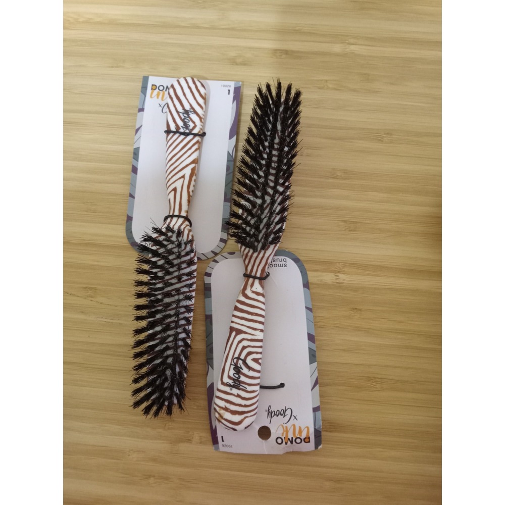 Goody x DOMOINK Smoothing Hair Brush Set Zebra Pattern Brown White 2 Pack